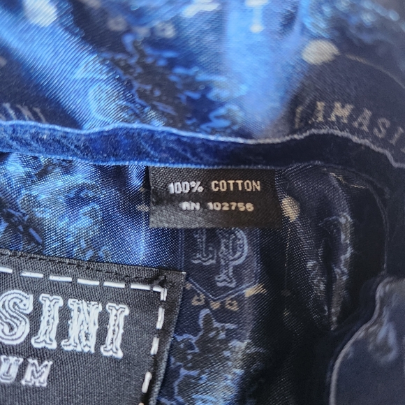 Lamasini Premium Dark Navy Blue Western Rodeo Tribal Print XL Button-down Shirt - Picture 7 of 12